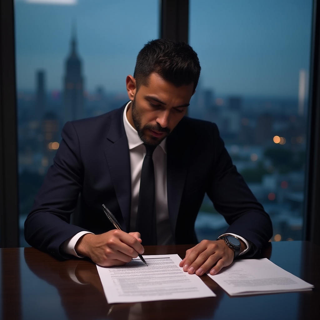 Person reviewing a one-page business proposal document at a conference table